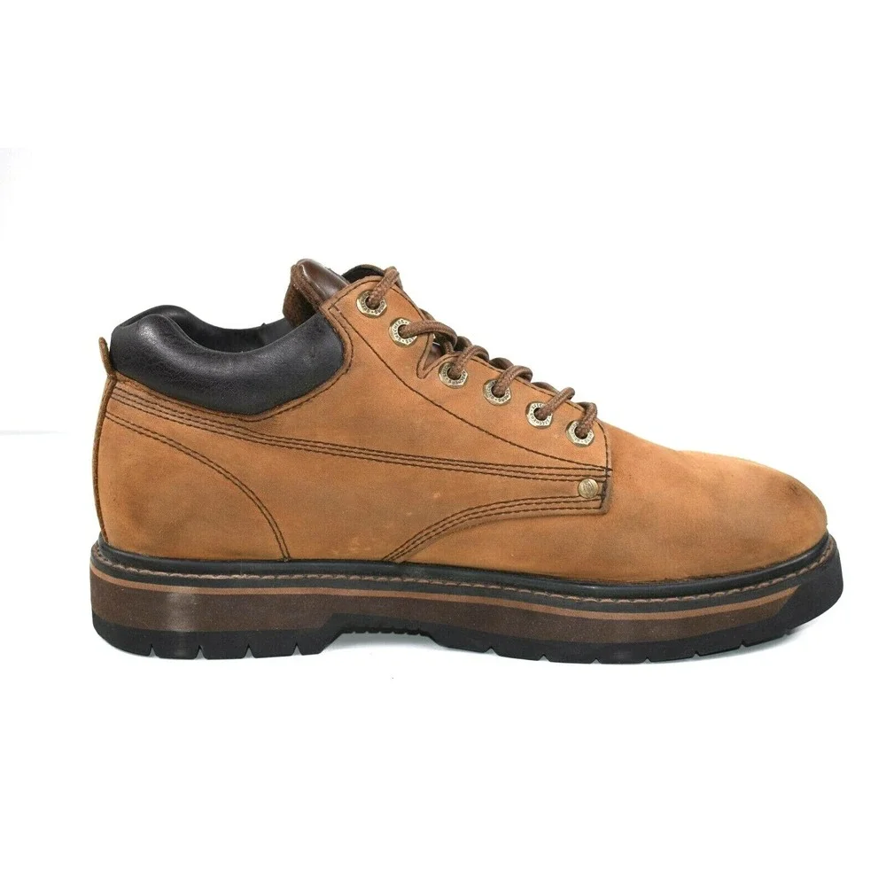 Skechers Mens 12 Vintage Brown Leather Boots Chunky Punk Goth Y2K 90s Grunge 743